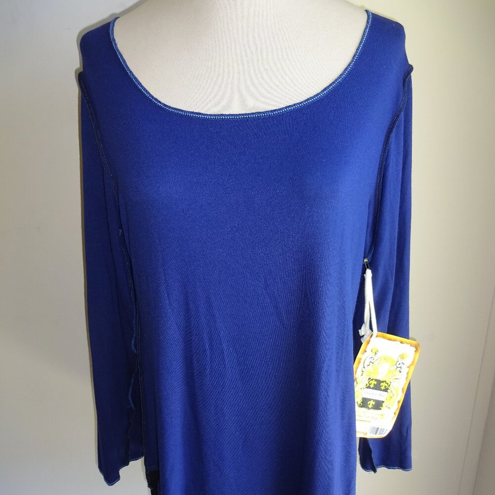 NWT New Womens Blue Styles Ever After Holy Grail Tunic Top Shirt L Black
